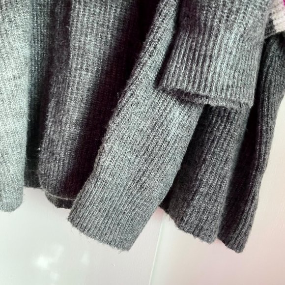 Anthropologie Gray Crewneck Sweater with Pink Sleeve Stripes - Picture 7 of 11